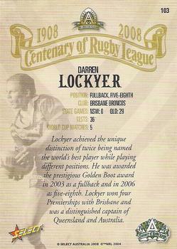 2008 NRL Centenary #103 Darren Lockyer Back
